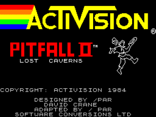 Pitfall II: Lost Caverns title screen for ZX Spectrum